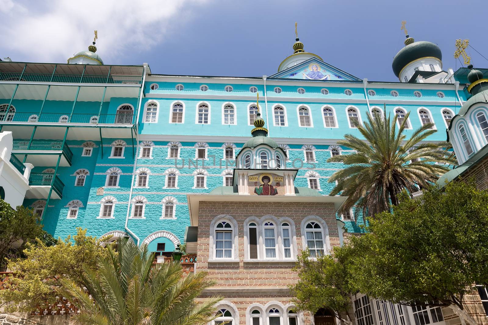 Russian St. Pantaleon Orthodox monastery at Mount Athos by ververidis