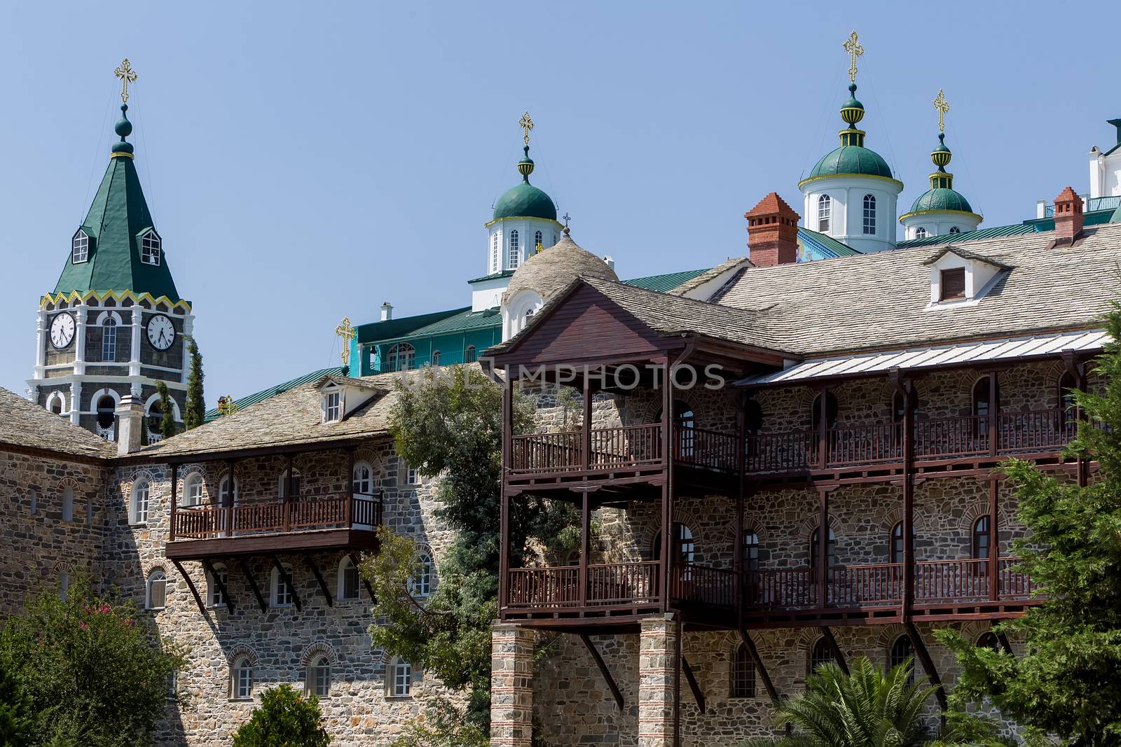 Russian St. Pantaleon Orthodox monastery at Mount Athos, Agion Oros (Holy Mountain), Chalkidiki, Greece