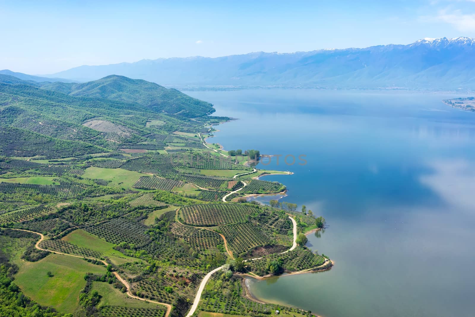 Aerial view of the artificial lake Kerkini at the north Greece