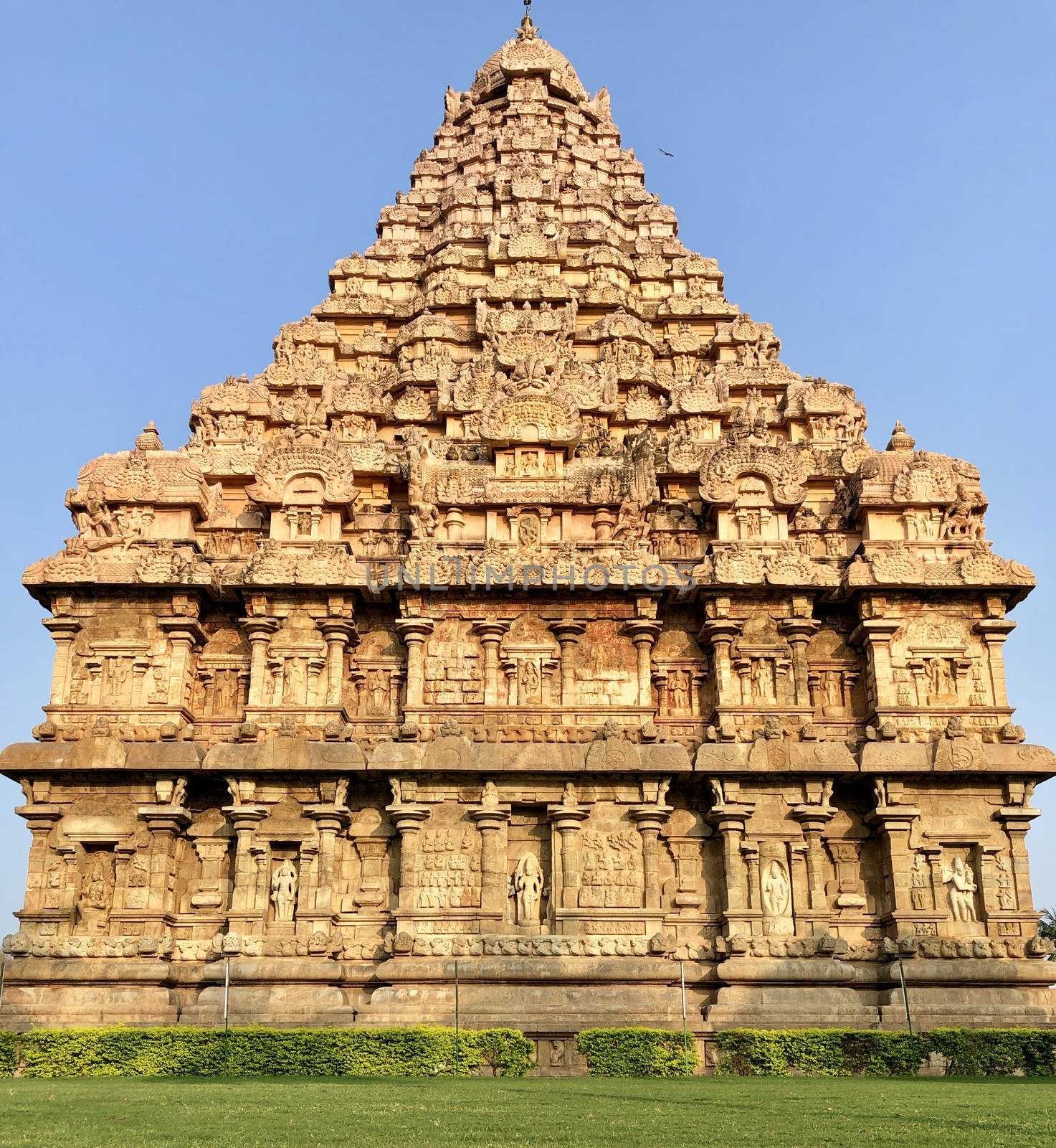 The Brihadisvara or Brihadeeswar temple located in Gangaikonda Cholapuram, Tamilnadu is one of the oldest structure built by Rajendra Chola-I in 11th Century AD. This is the Hindu temple built in Dravidian architecture style. The temple is entirely built with granite stones and the temple contains many monolithic sculptures in it. Also tamil words are inscribed in the wall of the temple. This temple is dedicated to Lord shiva and it is a UNESCO world heritage site.