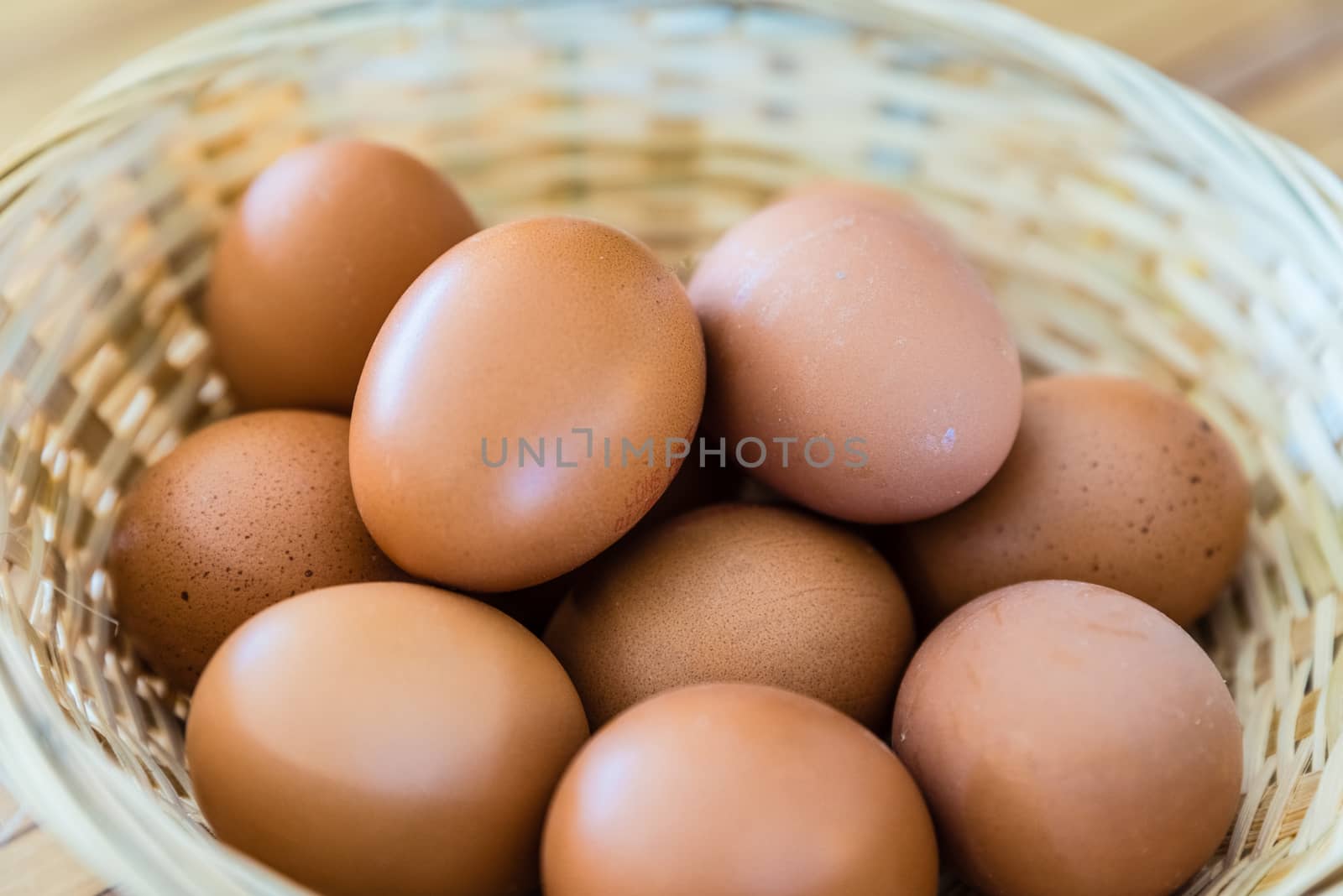 Fresh eggs in the basket