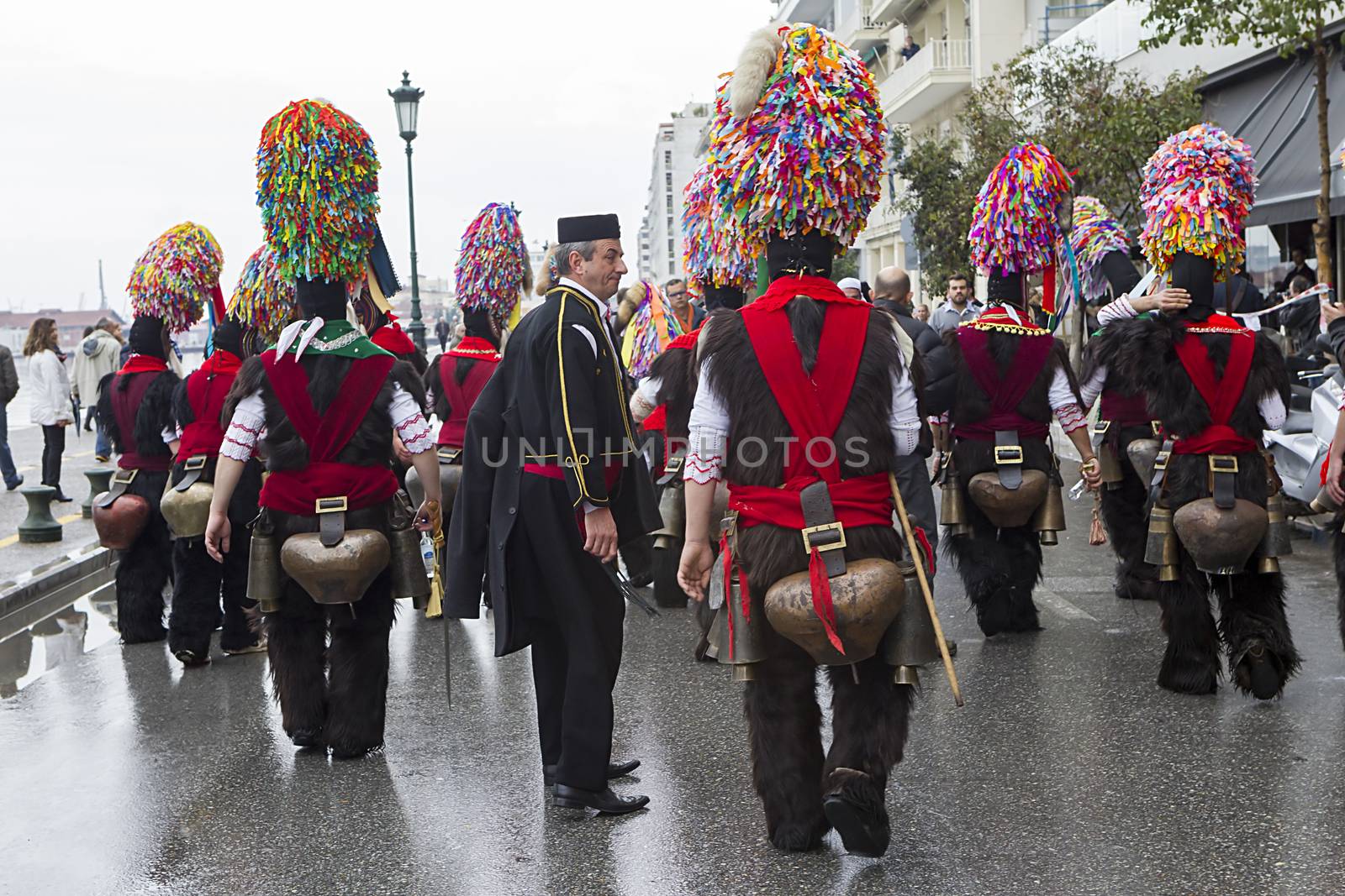 THESSALONIKI, GREECE - FEBRUARY 23, 2014 : The Folklife and Ethnological Museum of Macedonia-Thrace organized the first European assembly “Bell Roads” and a bell bearers parade in Thessaloniki.