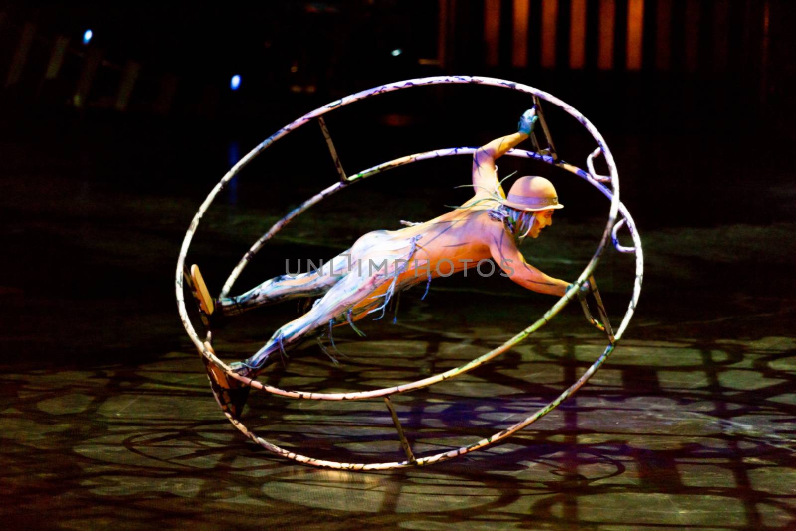 THESSALONIKI, GREECE - OCTOBER, 1, 2014: Performers skipping Rope at Cirque du Soleil's show 'Quidam'