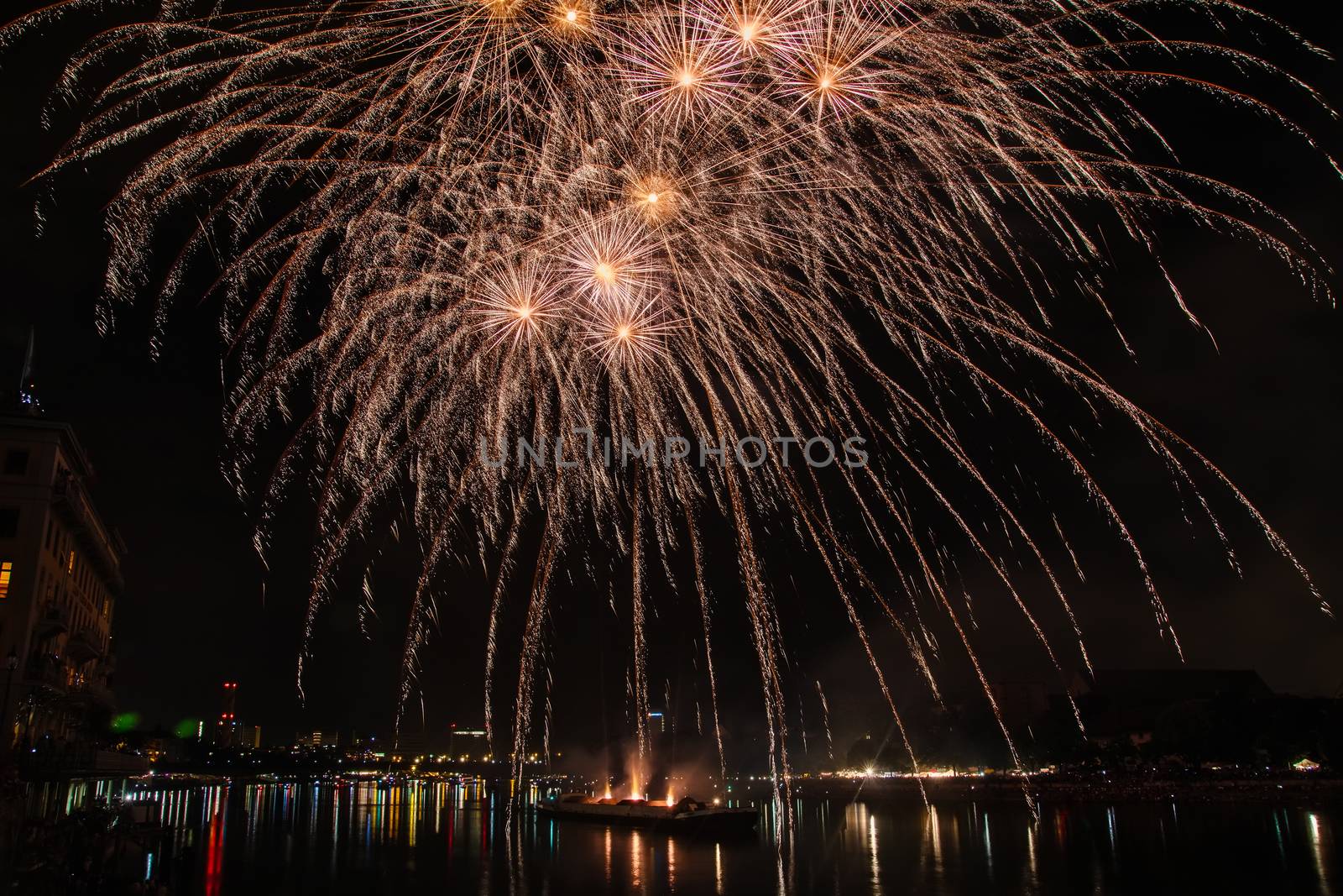 Colorful fireworks of various colors over night sky by ververidis