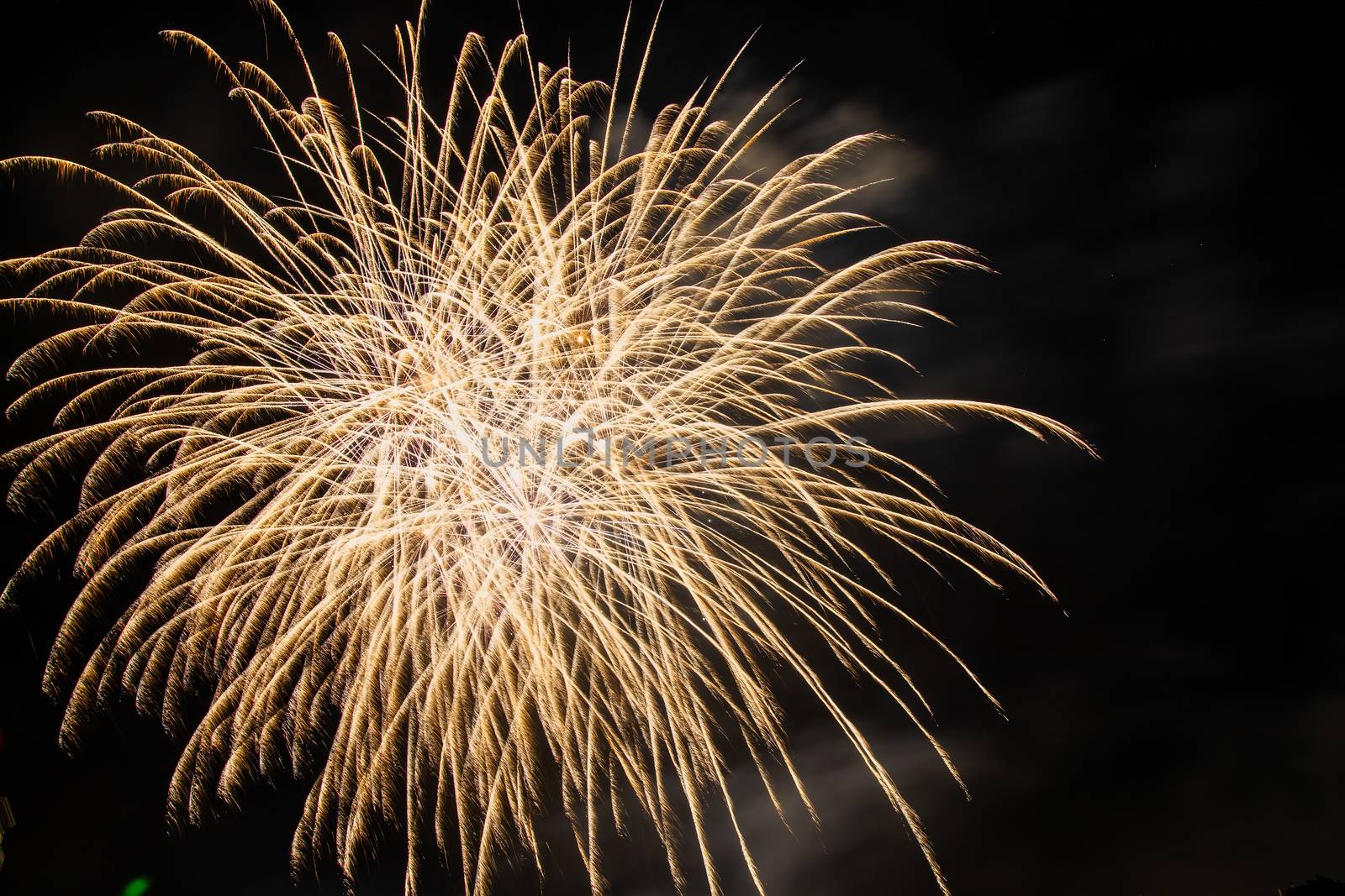 Colorful fireworks of various colors over night sky