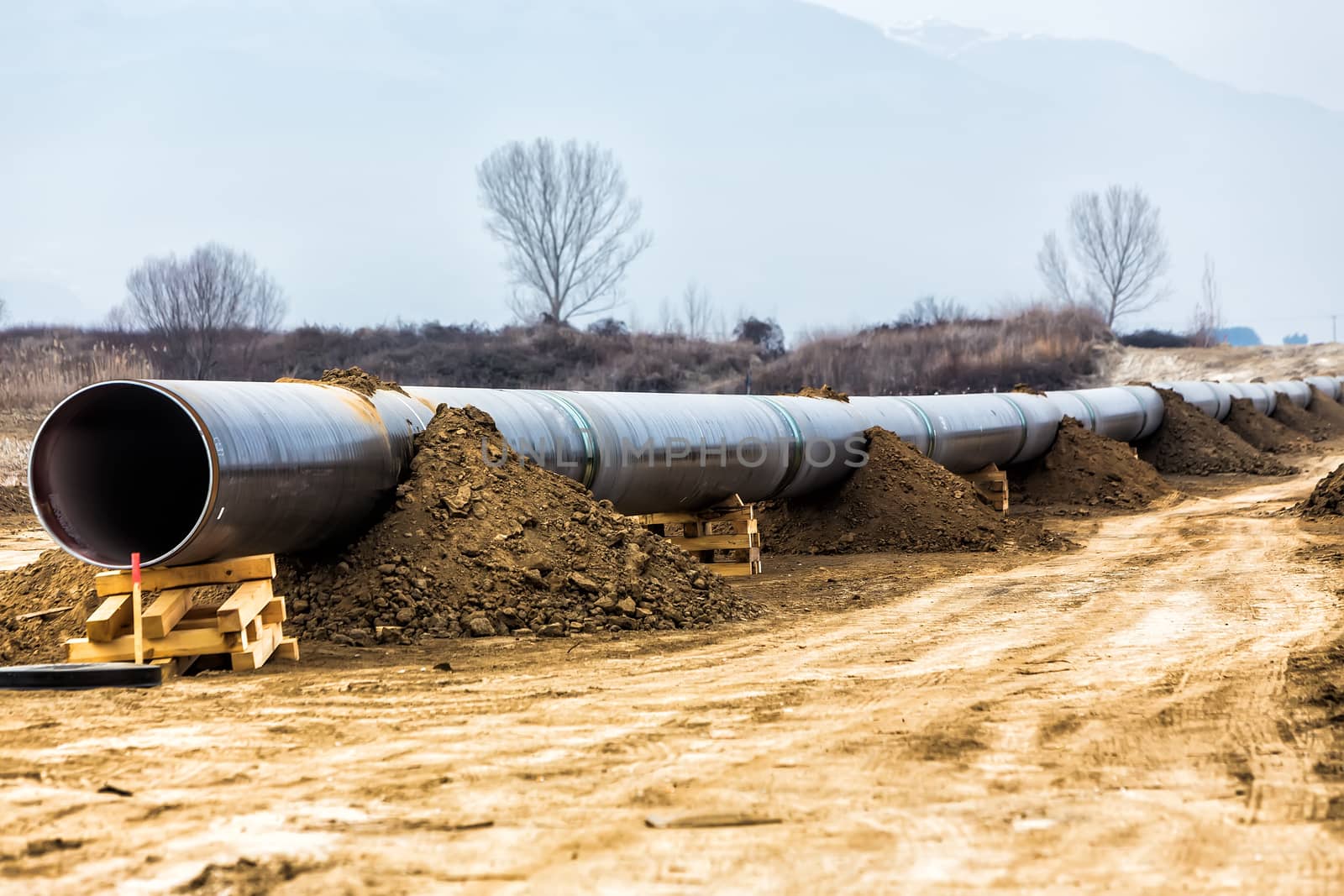 Construction of gas pipeline Trans Adriatic Pipeline - TAP in north Greece. The pipeline starts from the Caspian sea and reaches the coast of southern Italy