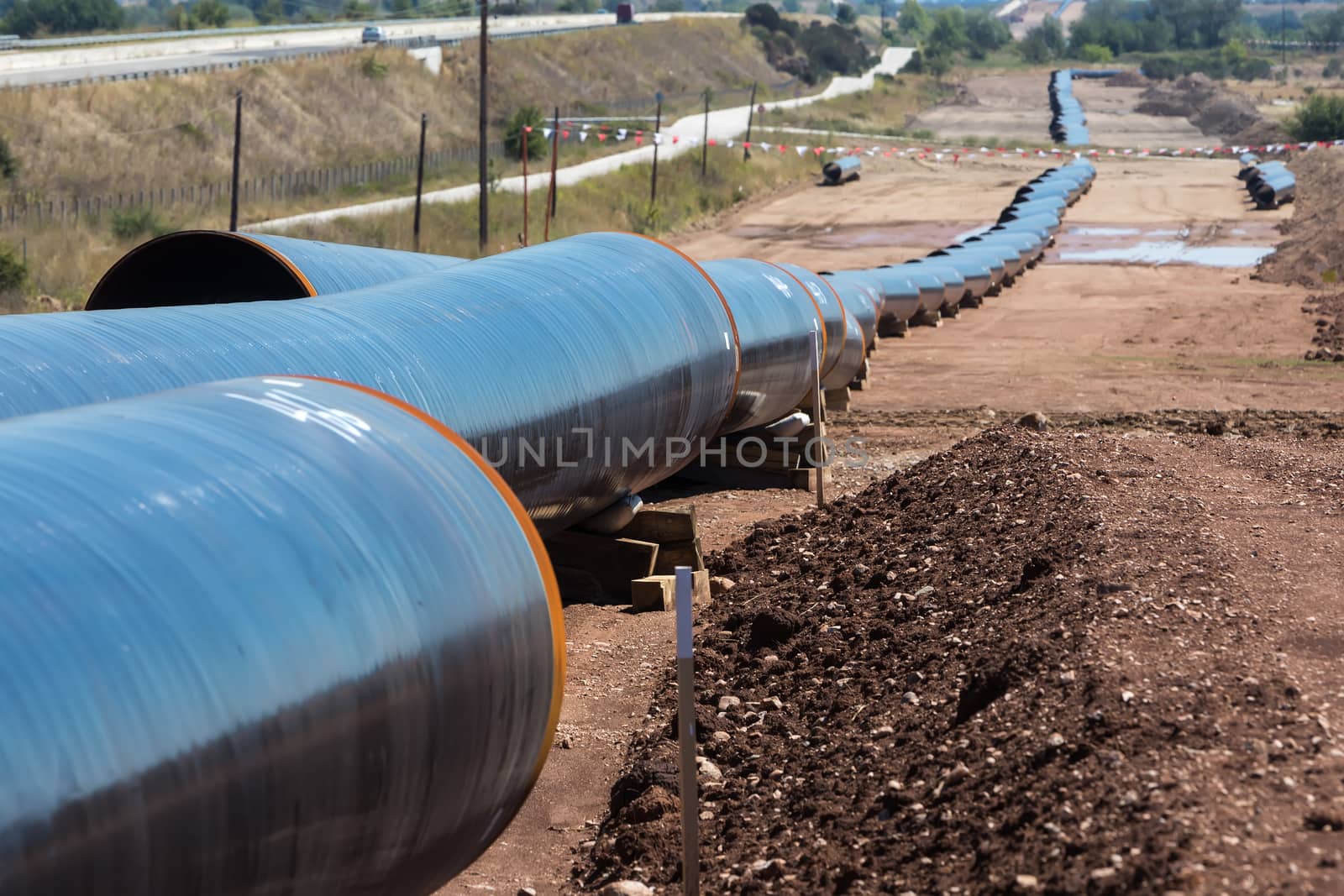 Construction of gas pipeline Trans Adriatic Pipeline - TAP in north Greece. The pipeline starts from the Caspian sea and reaches the coast of southern Italy