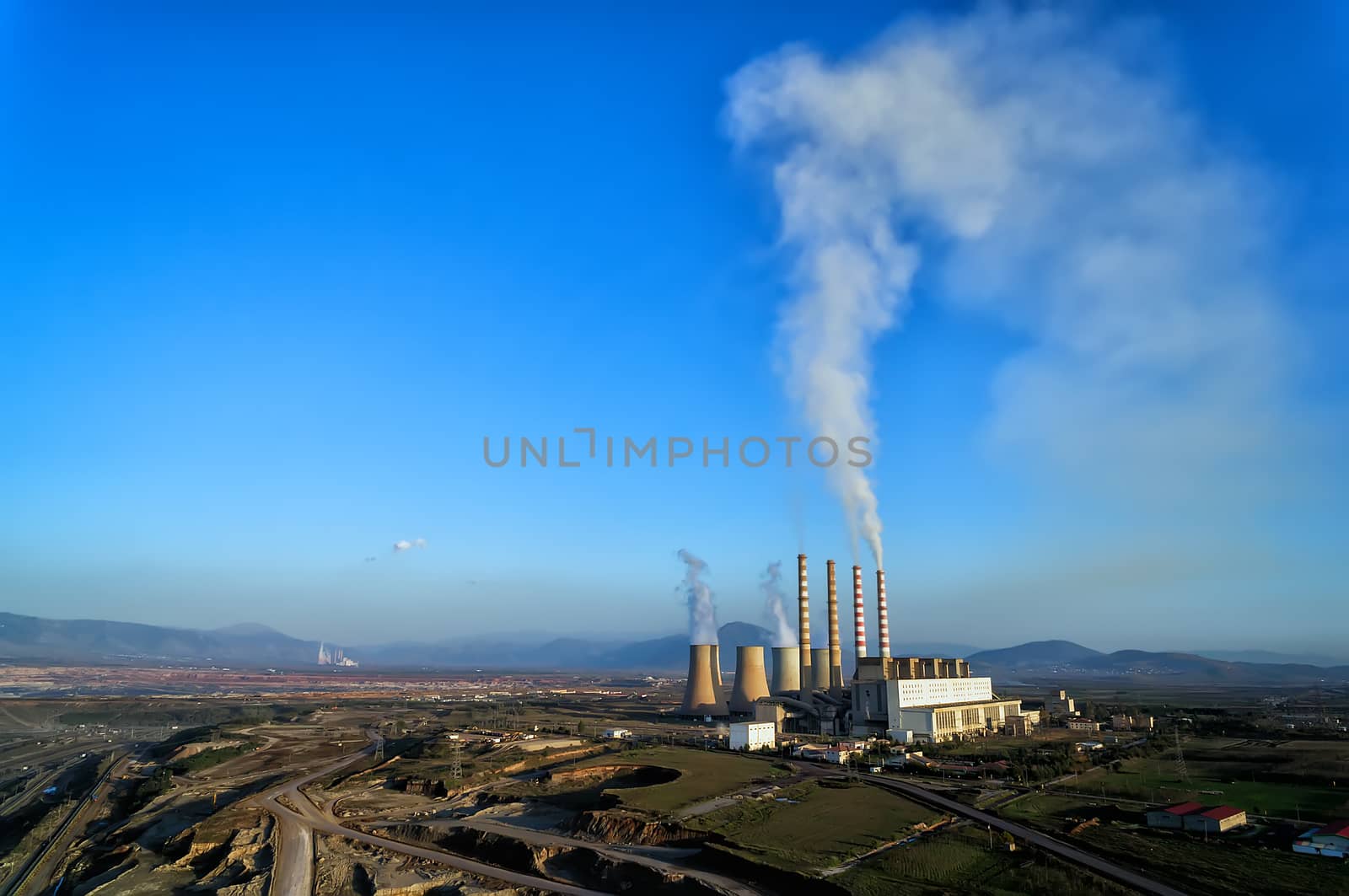 Surface lignite pit and power station AIS Kardias in Kozani, Gre by ververidis