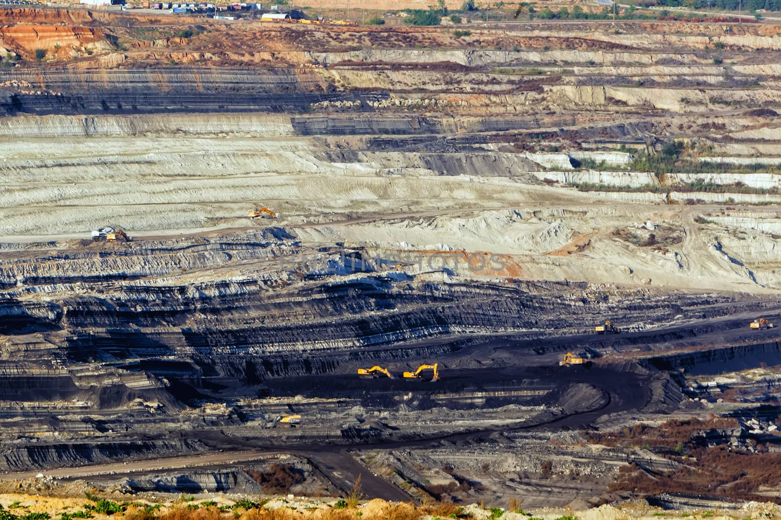Very Large excavators at work in lignite (brown coal) mine in Ko by ververidis