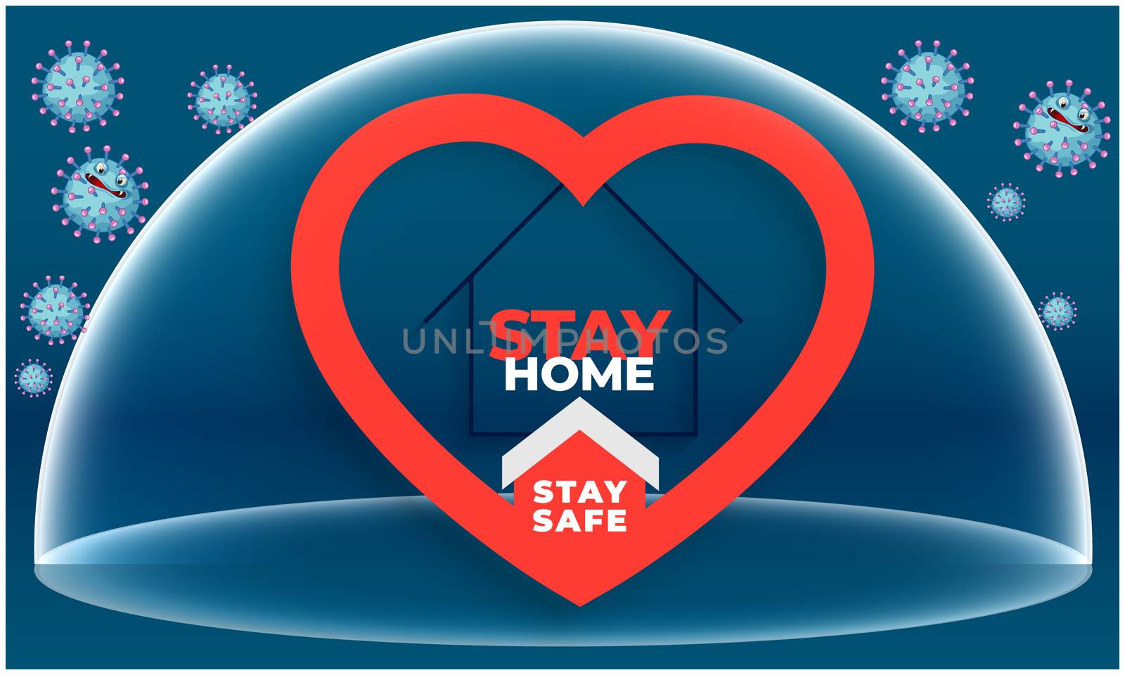 stay home, stay safe protection of hearts from all different virus by aanavcreationsplus