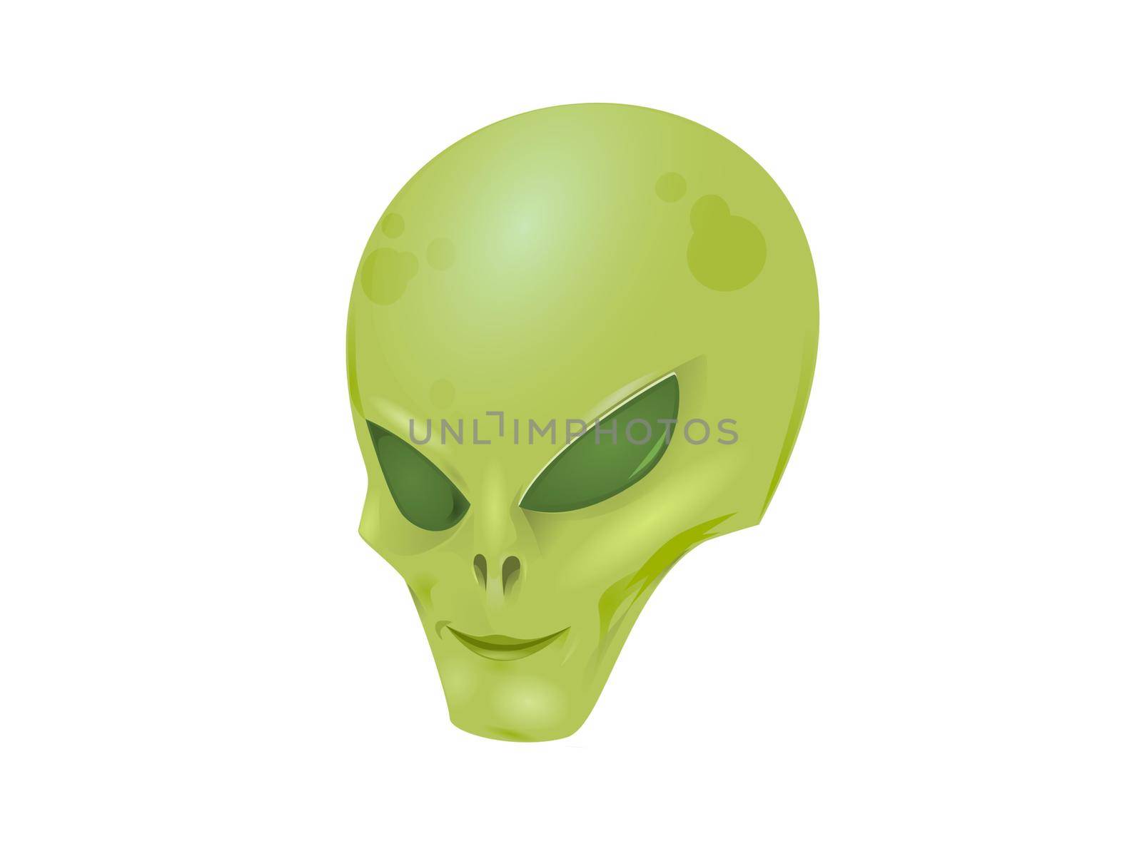 green and black alien on white background - 3d rendering