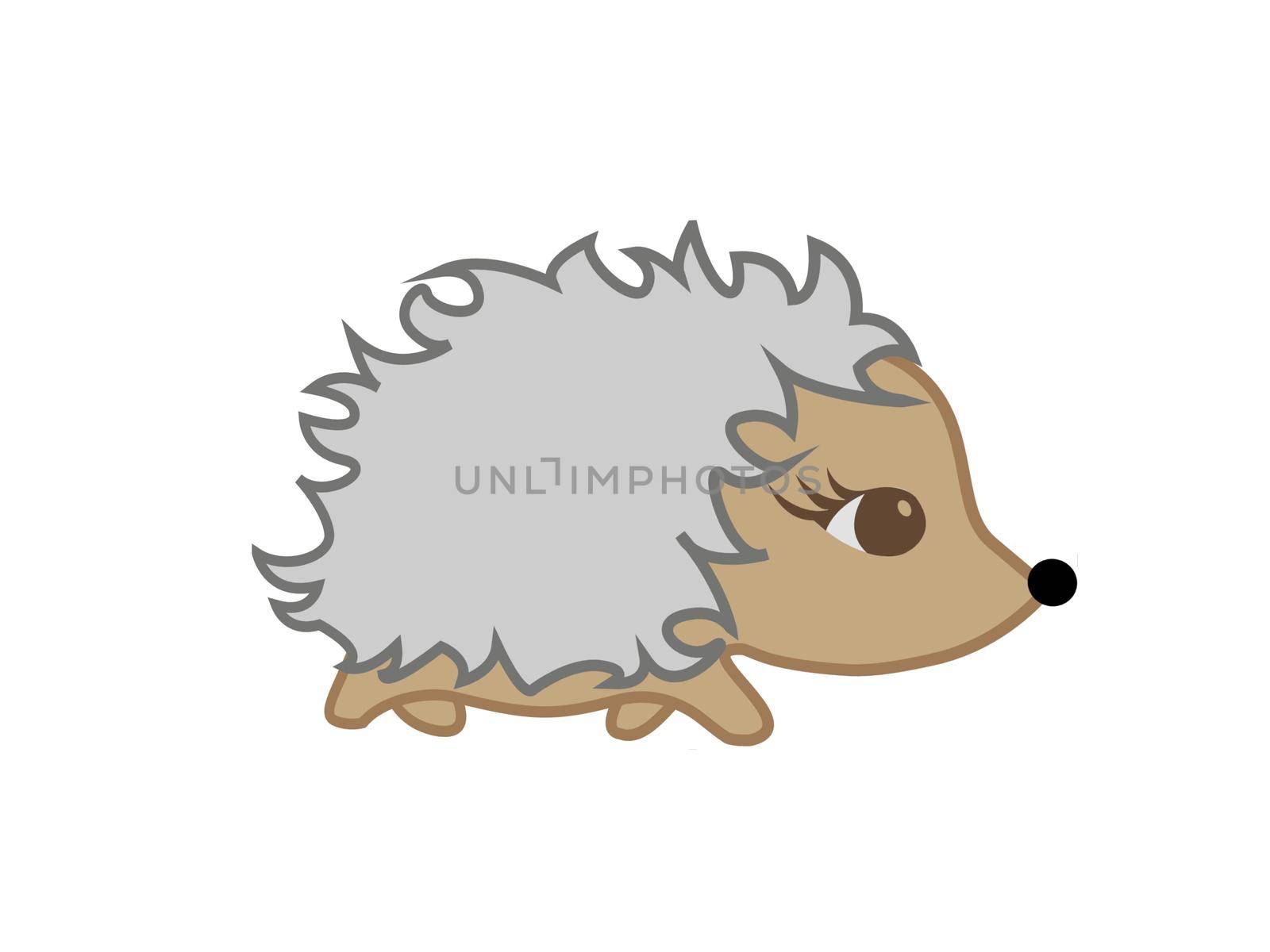 very cute brown hedgehog on white background - 3d rendering