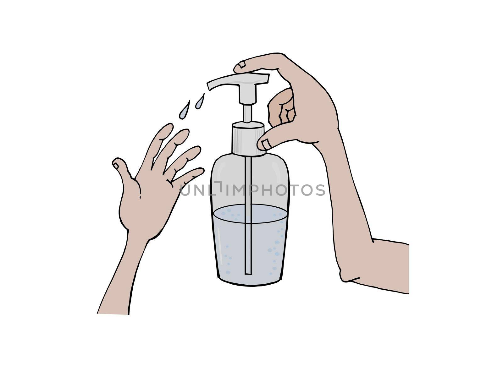 hand washing white on white background - 3d rendering