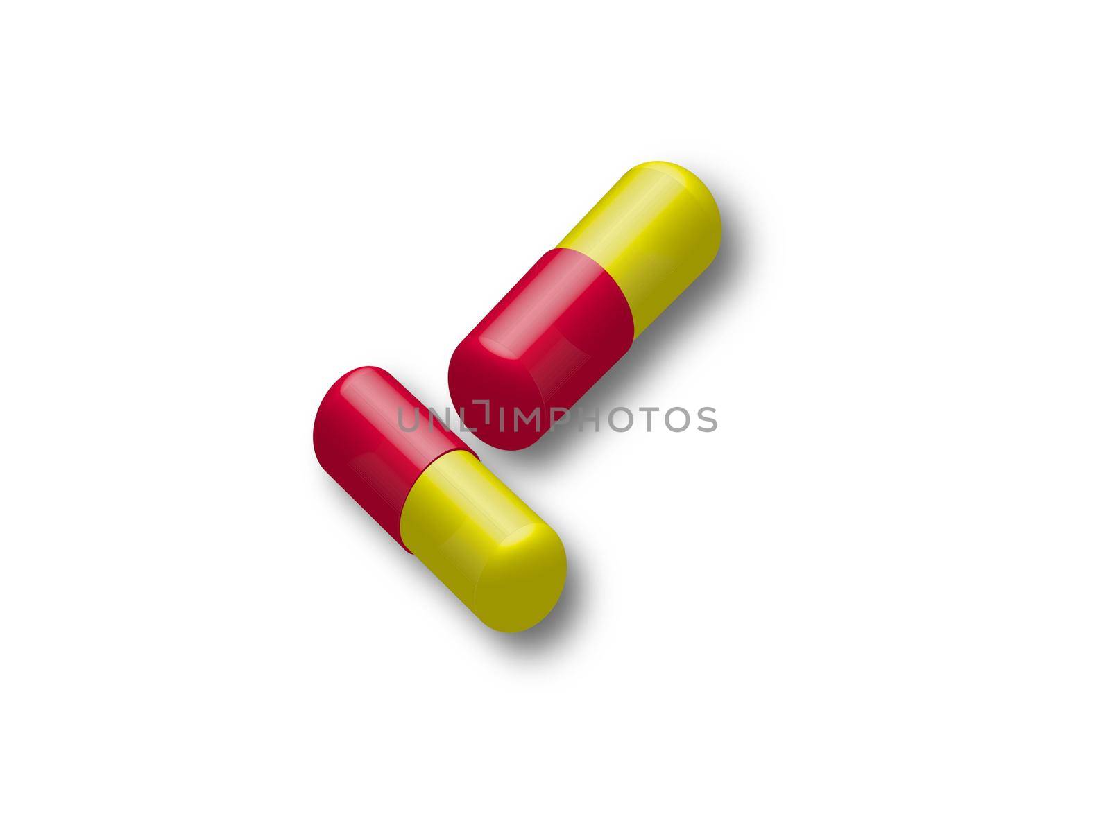 two drugs red and yellow on white background - 3d rendering
