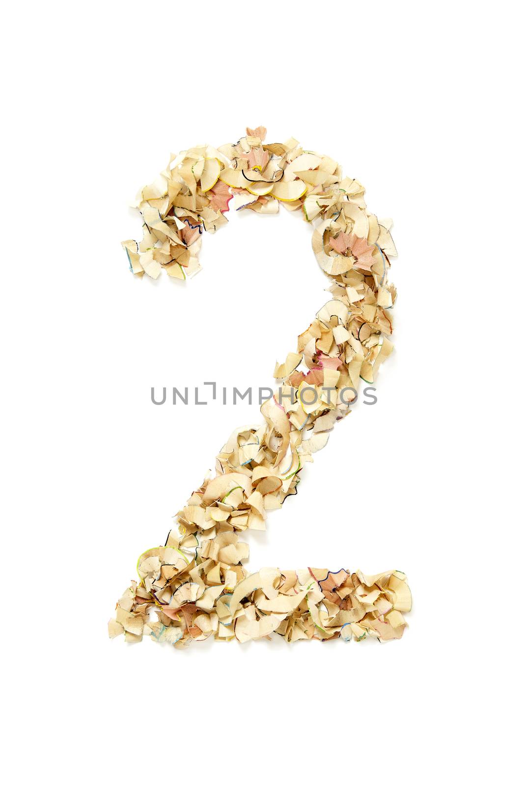 Number 7 made of pencil shavings for your project.