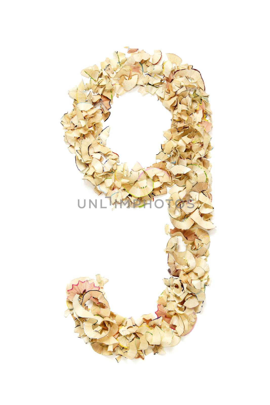 Number 9 made of pencil shavings by filipw