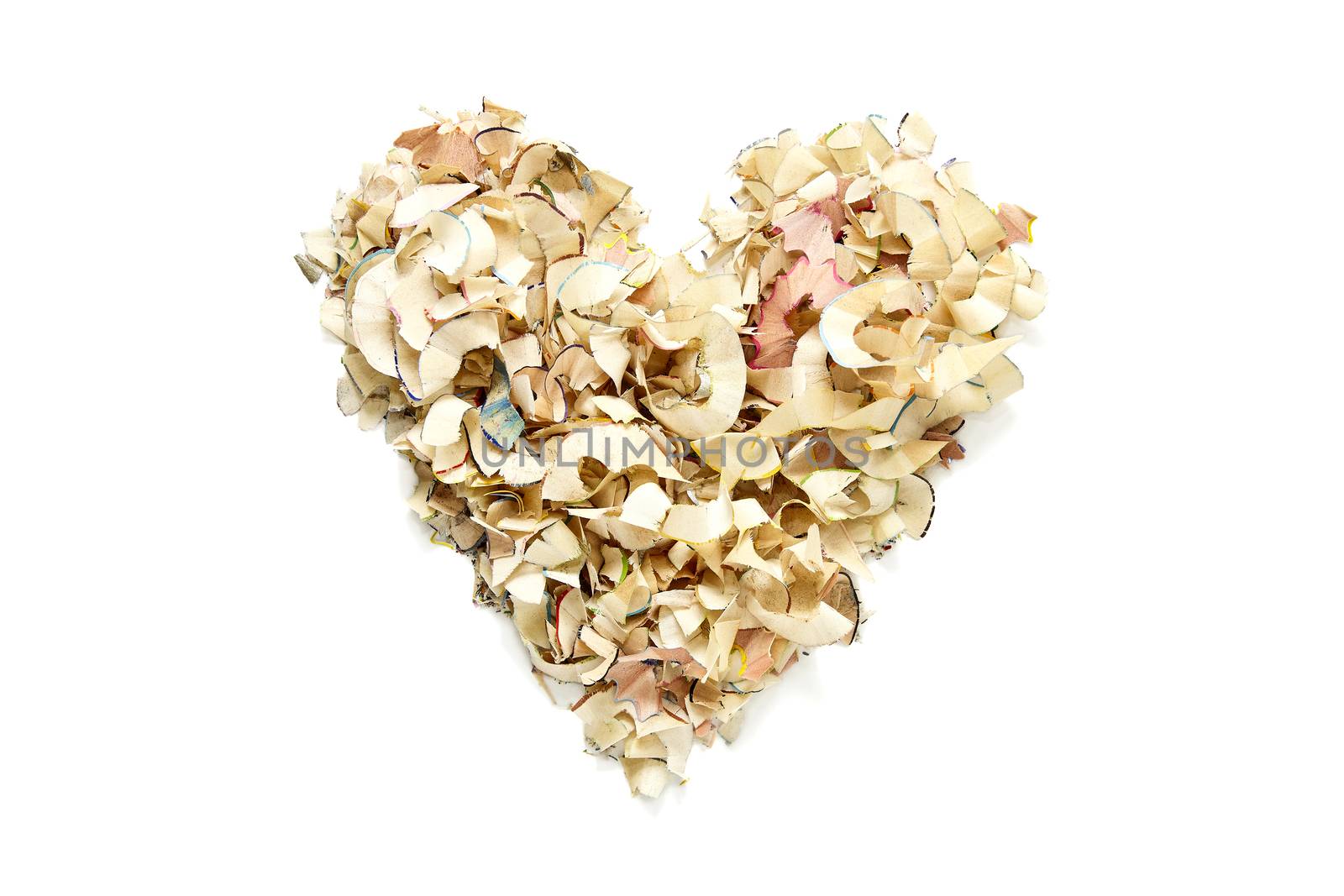 Heart shape made from pencil shavings for use in your Valentine's Day design.