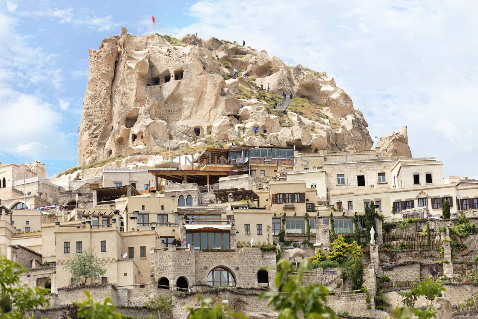 Uchisar Castle in Cappadocia, Nevsehir, Turkey. The special stone formation of Cappadocia.