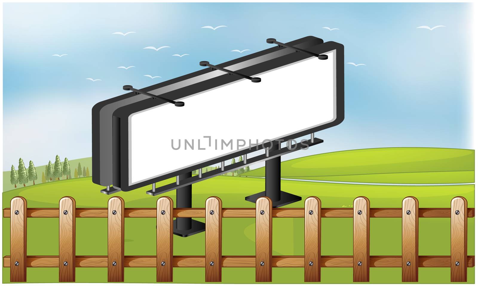 mock up illustration of bill board advertising in a park by aanavcreationsplus