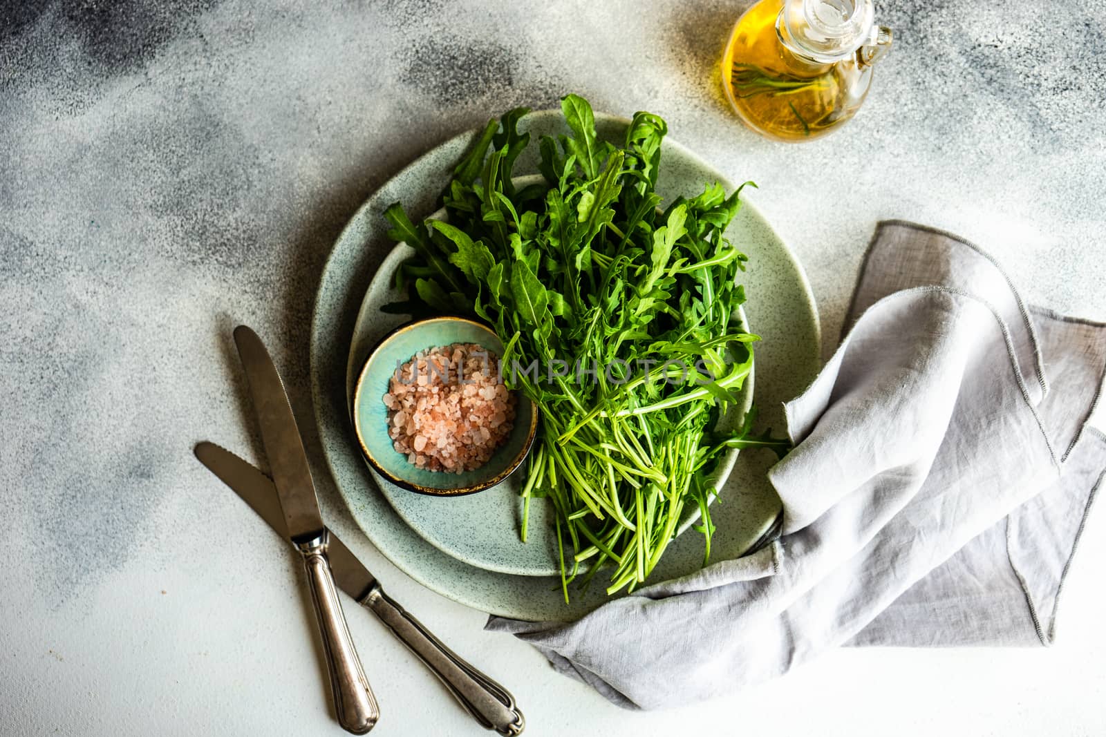 healthy food concept with arugula herb by Elet