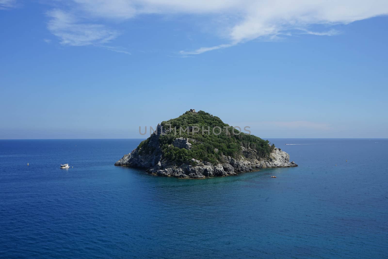 View of the island of Bergeggi in Liguria - Italy