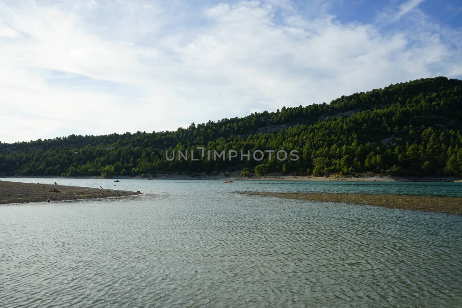 Overview of the reservoir that form the Sainte-Croix lake between the Verdon gorges, France