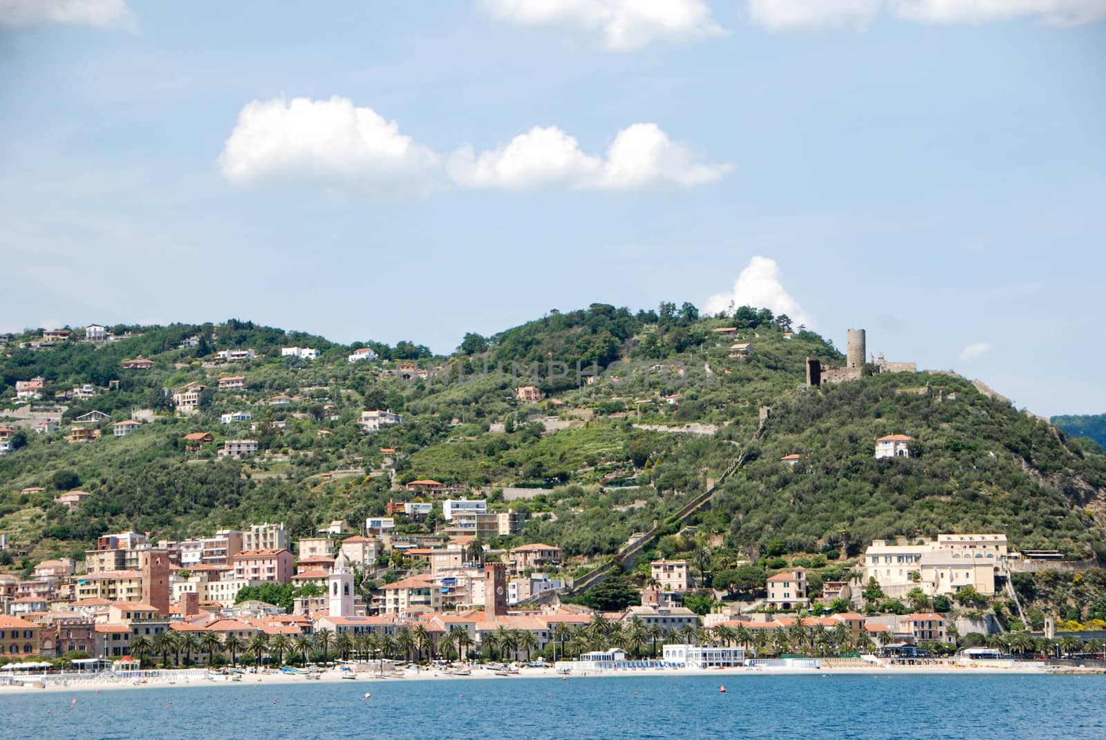 View of Noli from the beach, Liguria - Italy