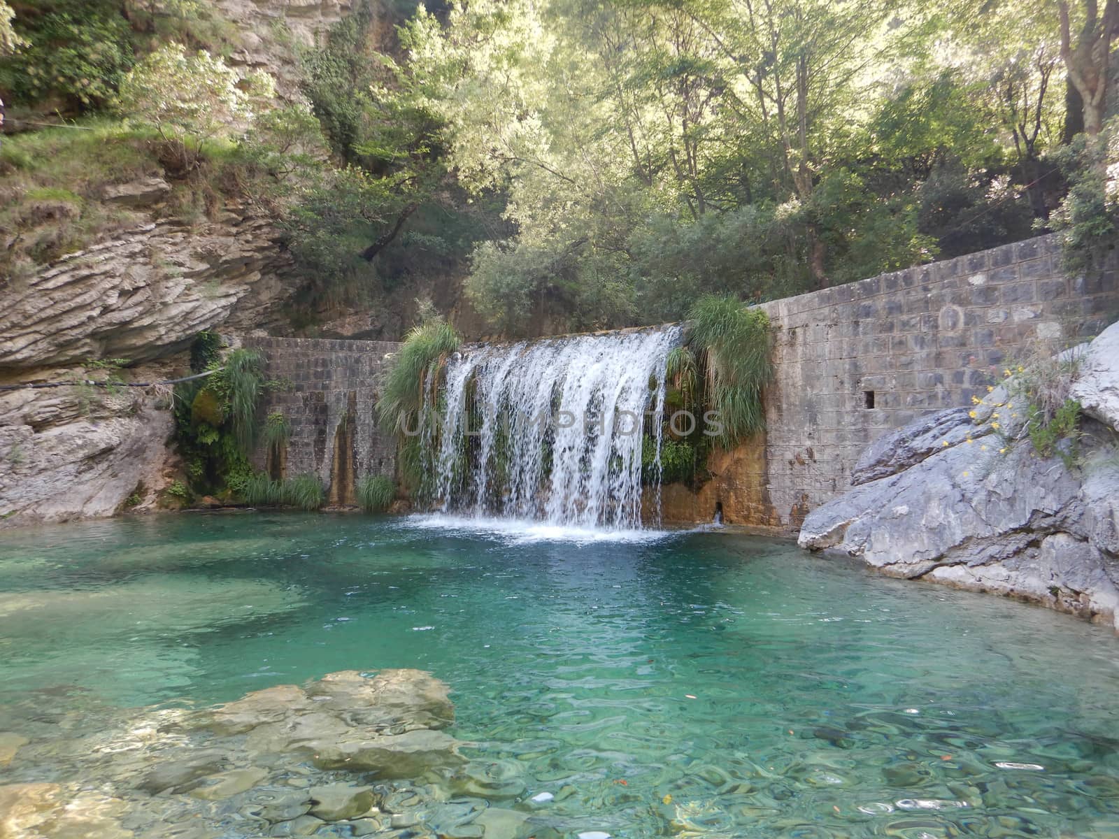 A waterfall in the Rio Barbaira stream along the Nervia Valley, Rocchetta Nervina, Liguria - Italy
