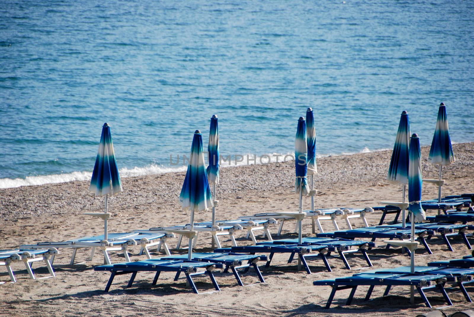 Beach umbrellas on the seaside