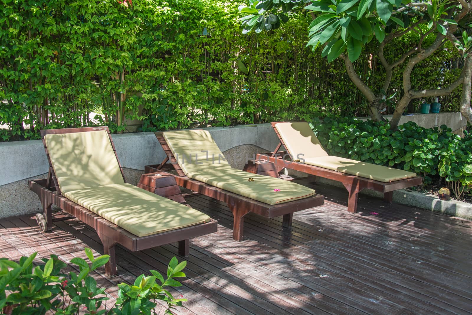 Chairs on a pool deck