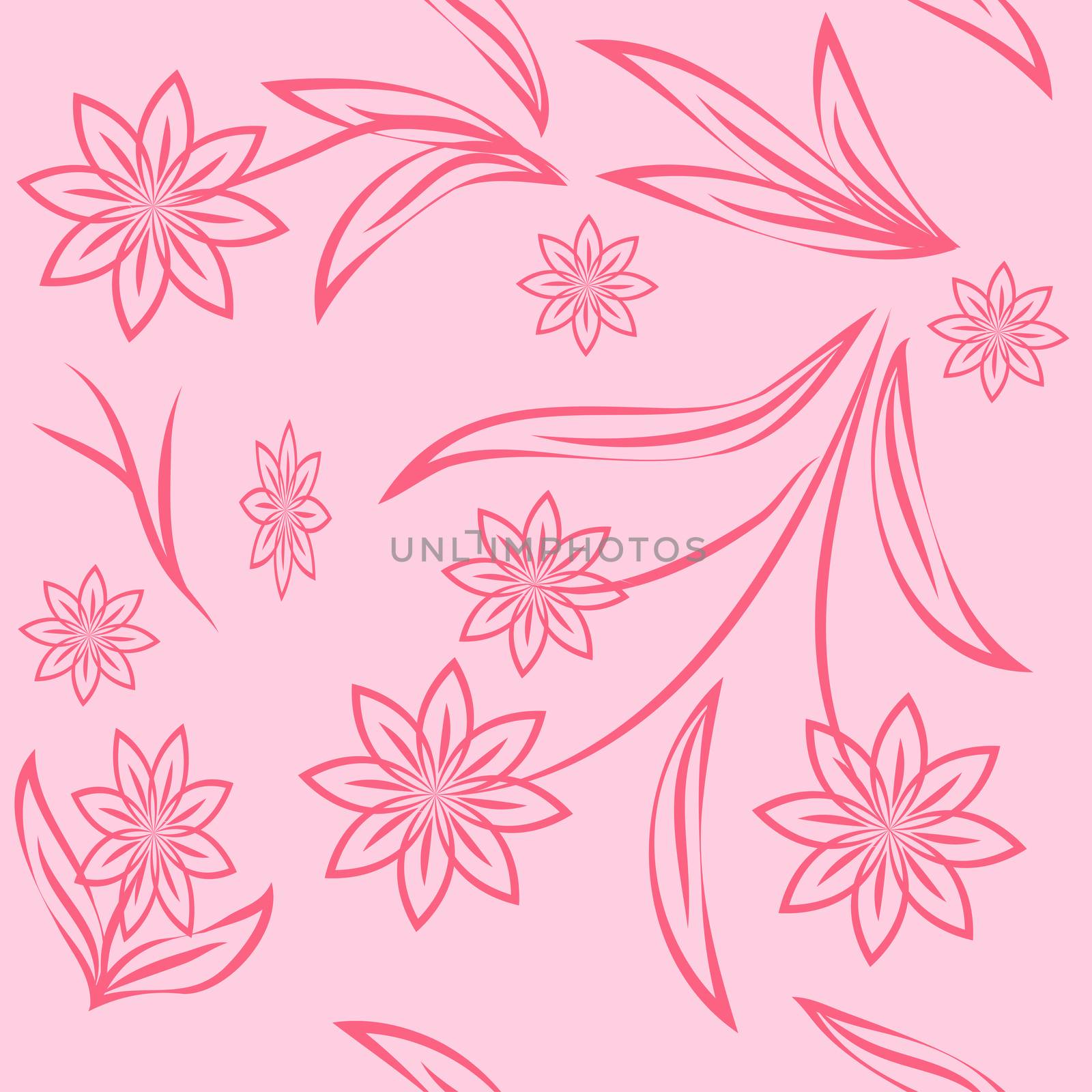 Linocut style hand drawn meadow flowers - seamless pattern. Wildflowers in modern cutout style isolated on background, vector illustration for textile, wallpaper.