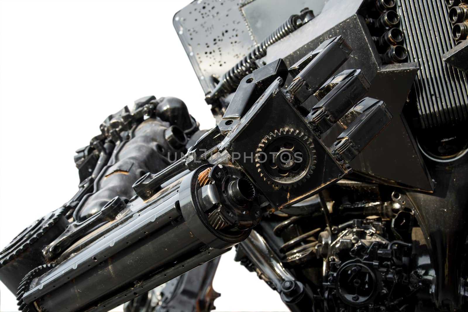 Hand of Metallic cyber or robot made from Mechanical ratchets