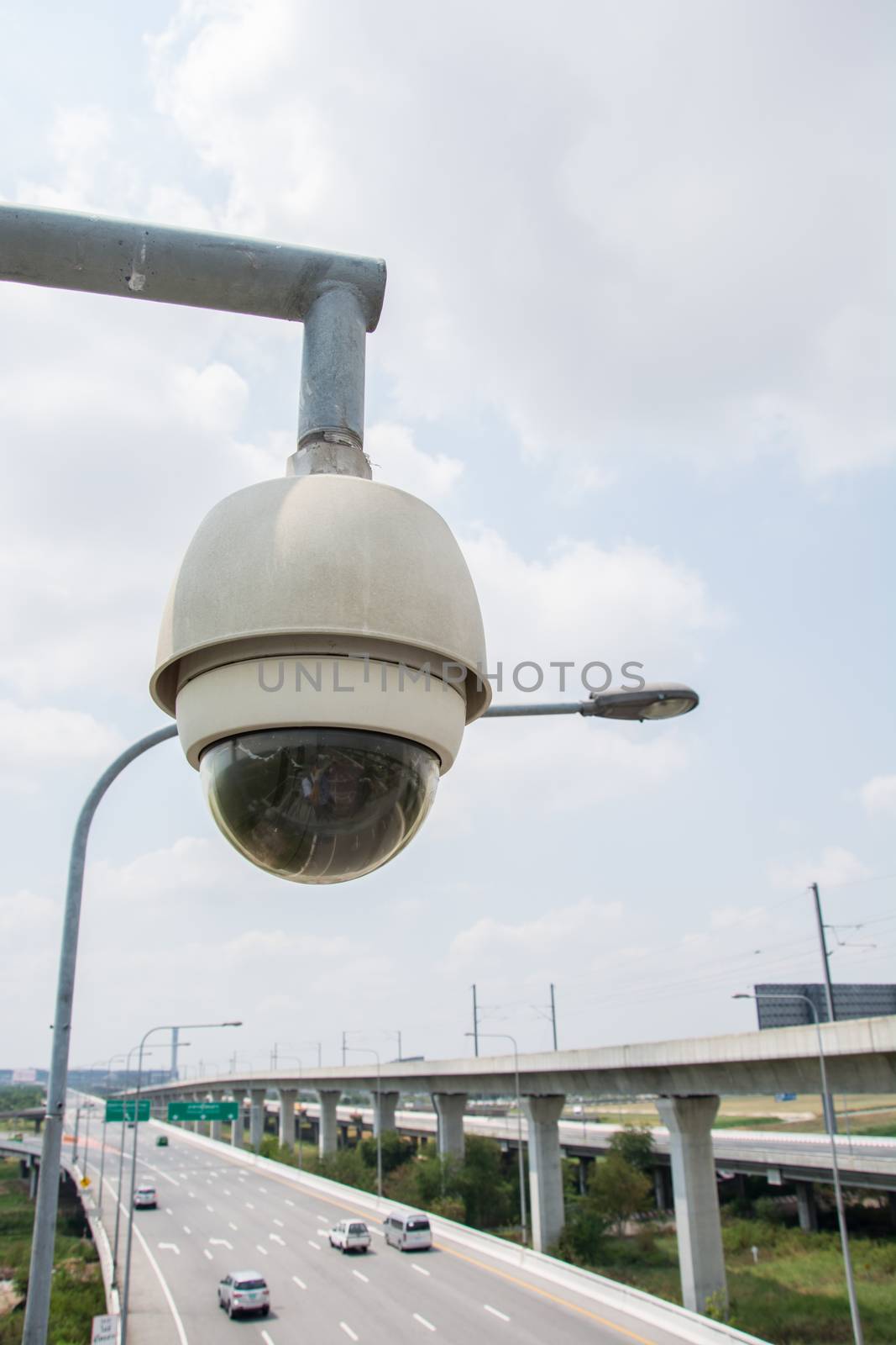 CCTV Camera Operating on road detecting traffic