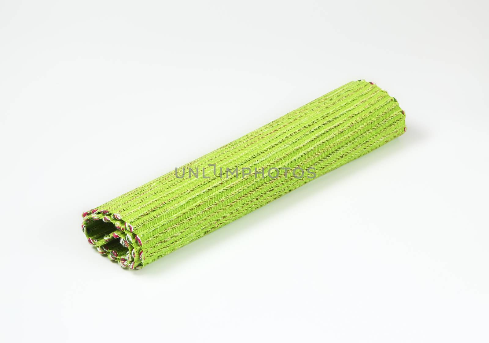 Rolled ribbed green place mat