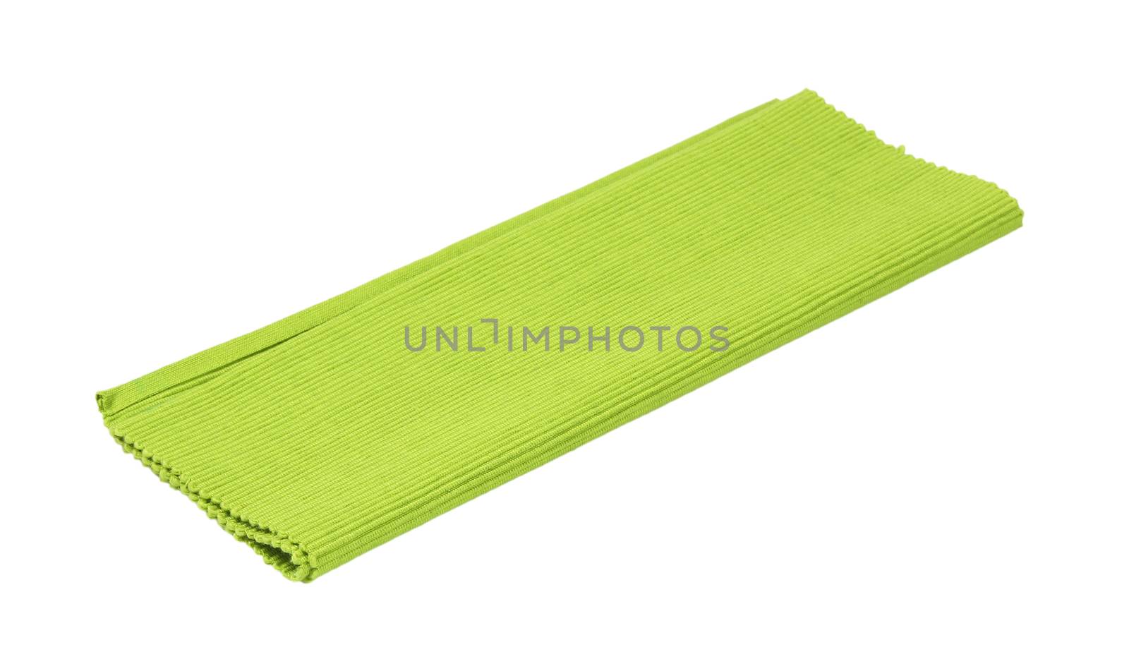 Green ribbed cotton placemat isolated on white