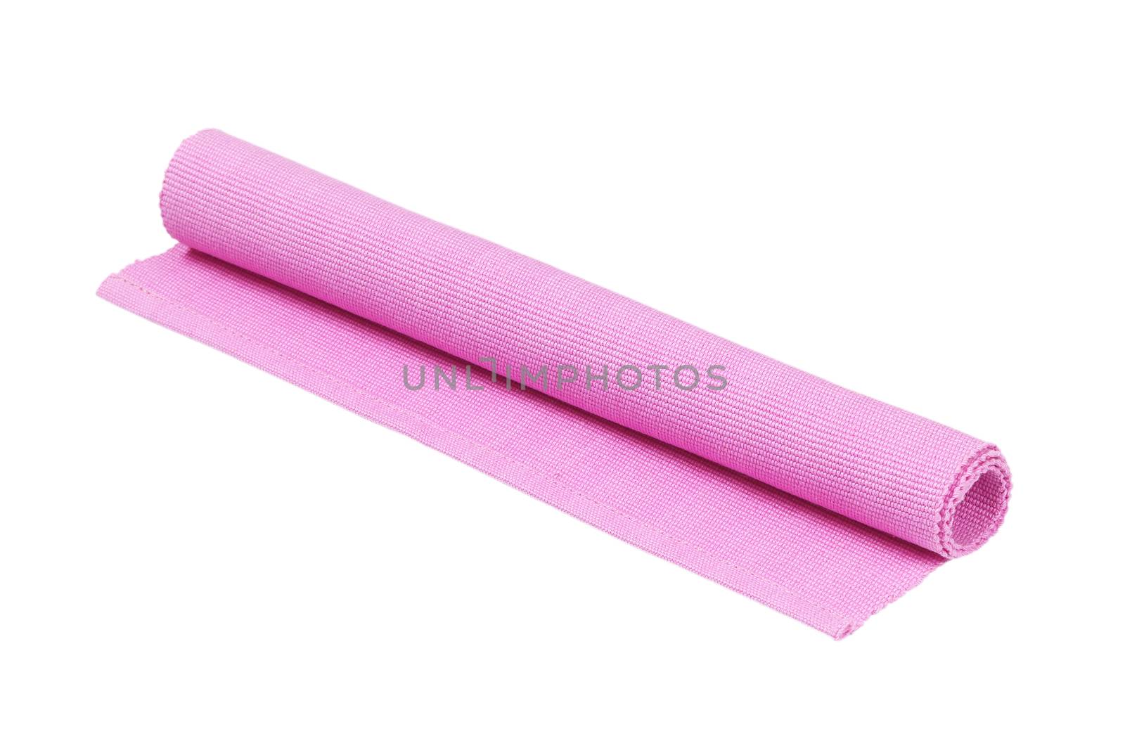 Pink woven cotton placemat isolated on white