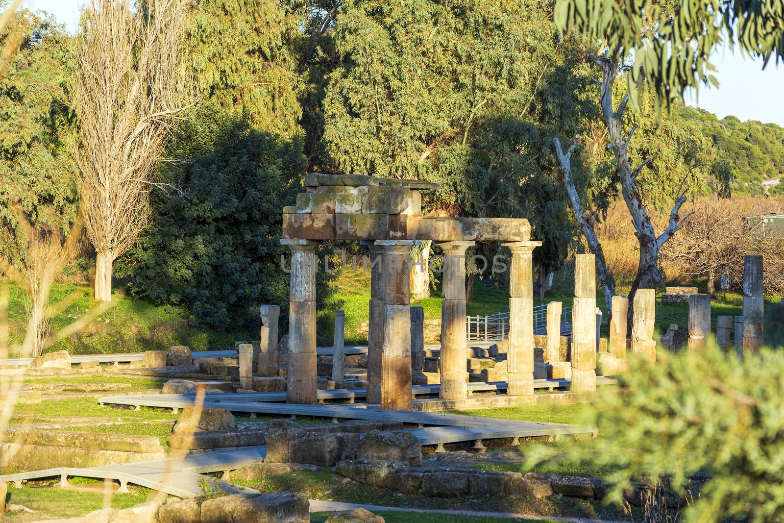 Temple of Artemis in archaeological site of Brauron, Attica, Greece by ankarb