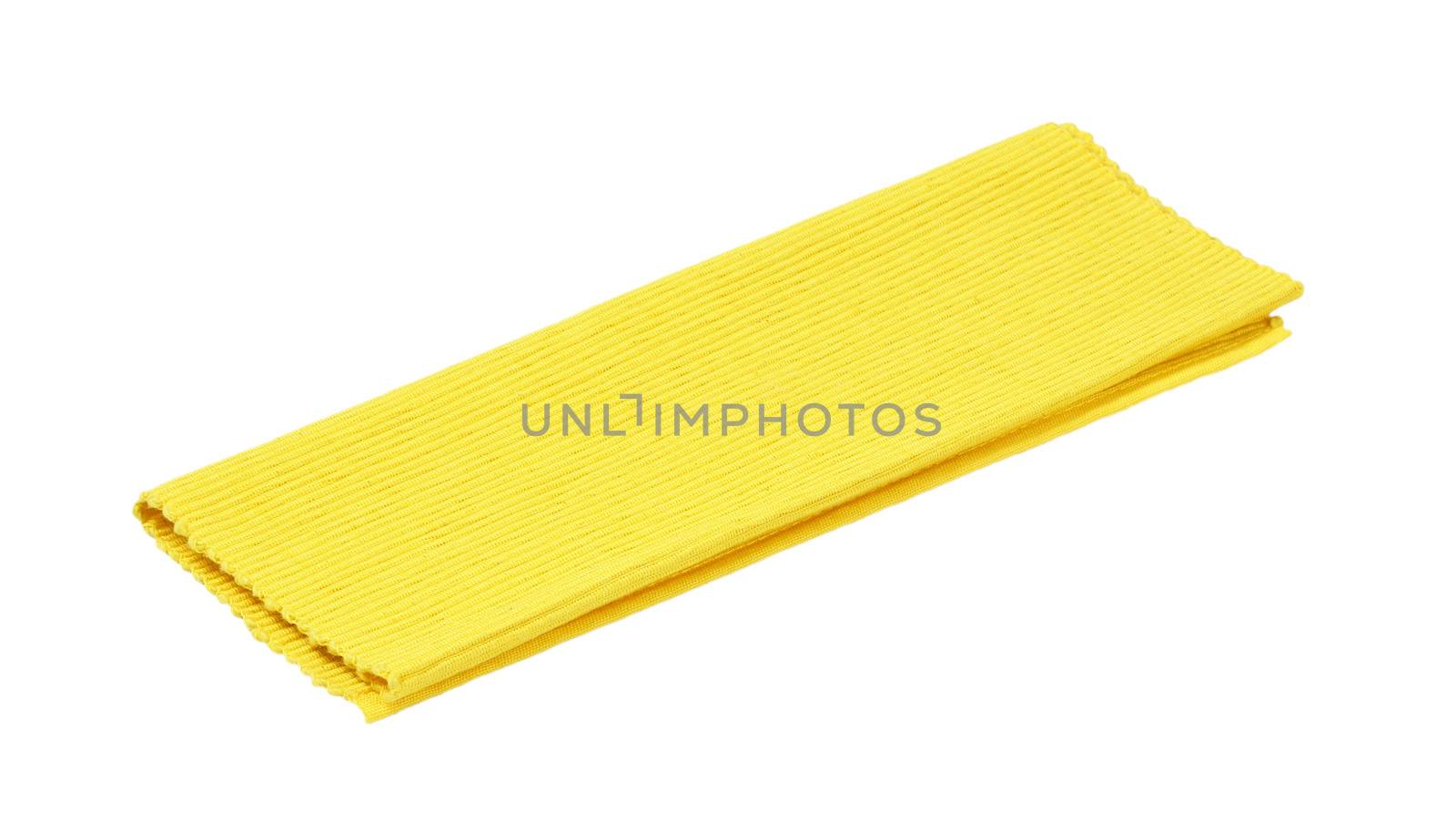 Yellow ribbed cotton placemat isolated on white