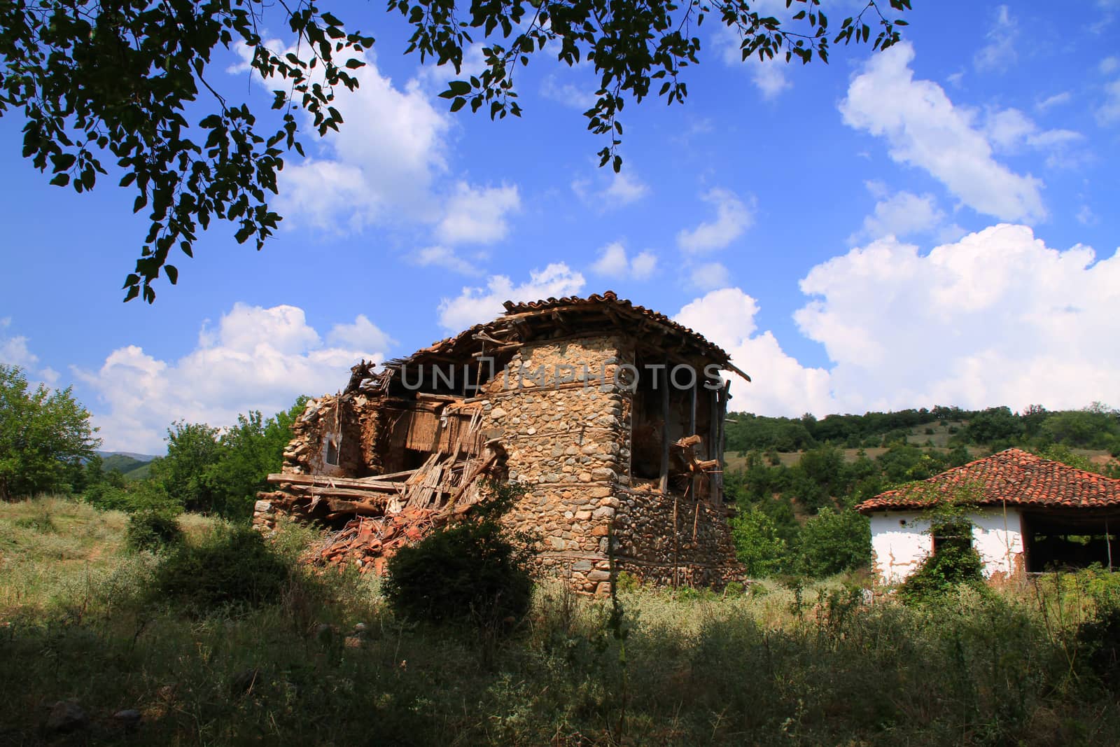 old village with demolished houses