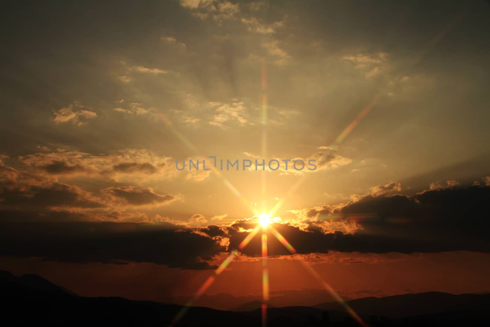 Red purple orange sunset sky landscape