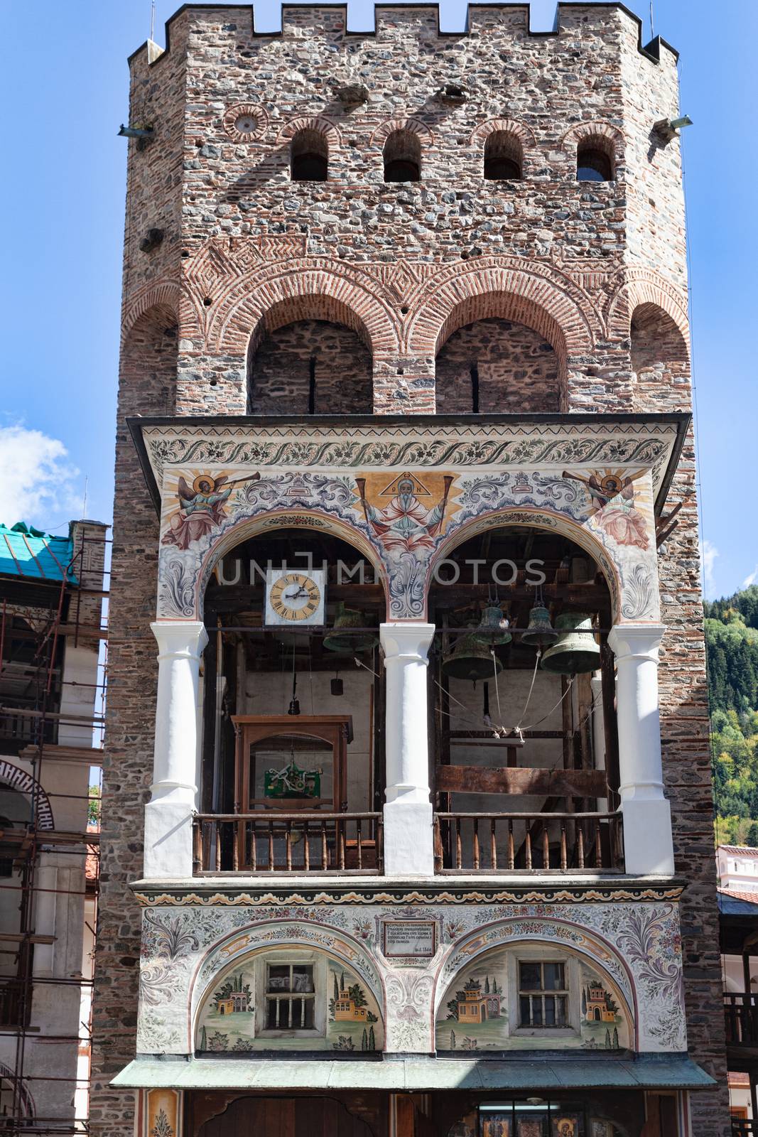 Rila Mountains, Bulgaria - 8 October 2017: Rila Monastery bell tower