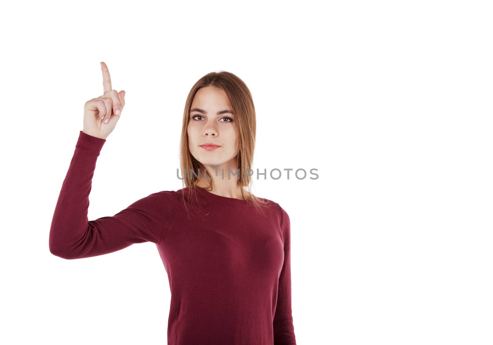 girl points finger up by raddnatt