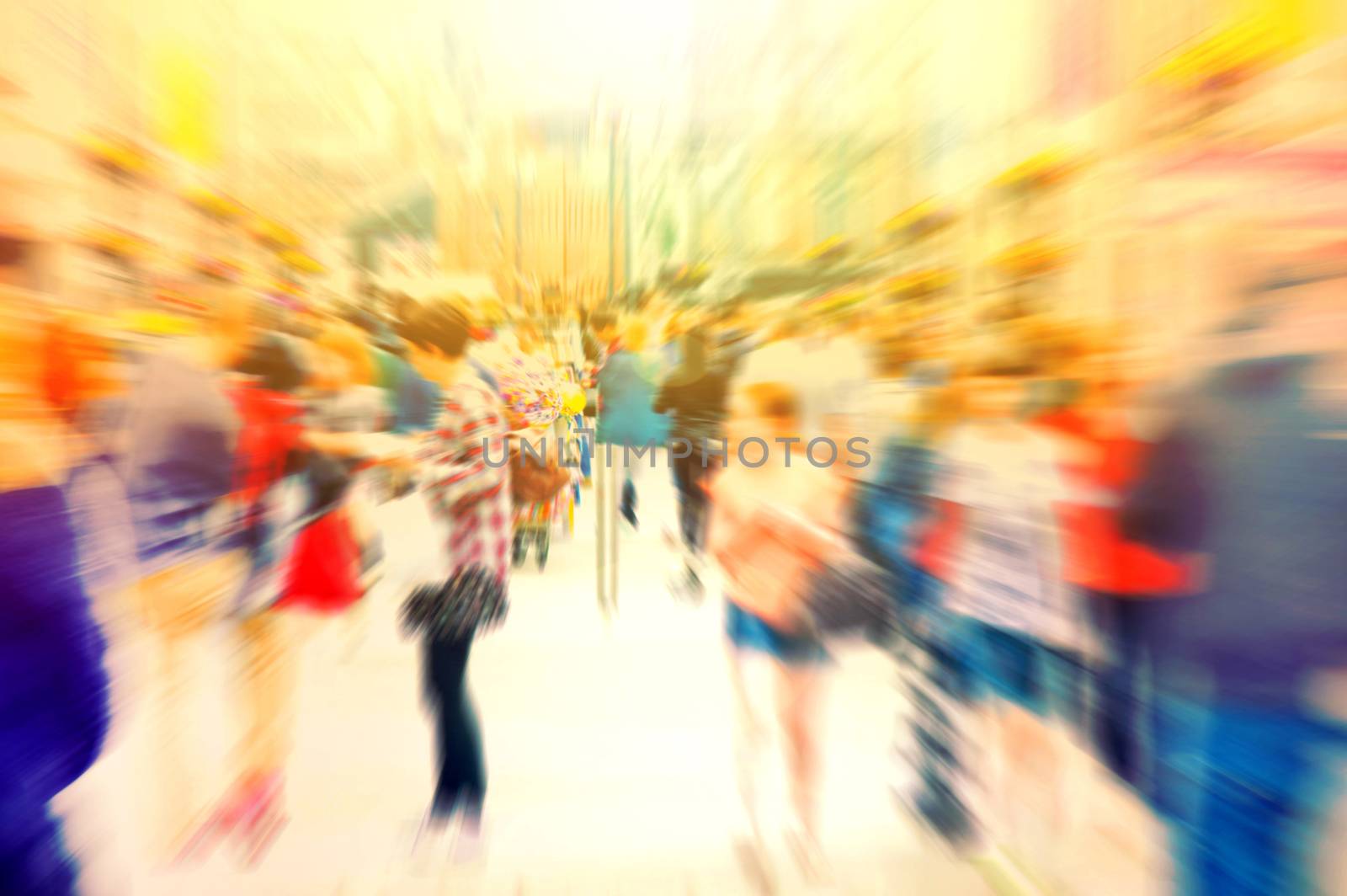 Crowd of people. Hurrying crowd of people on the street. Abstract motion picture.