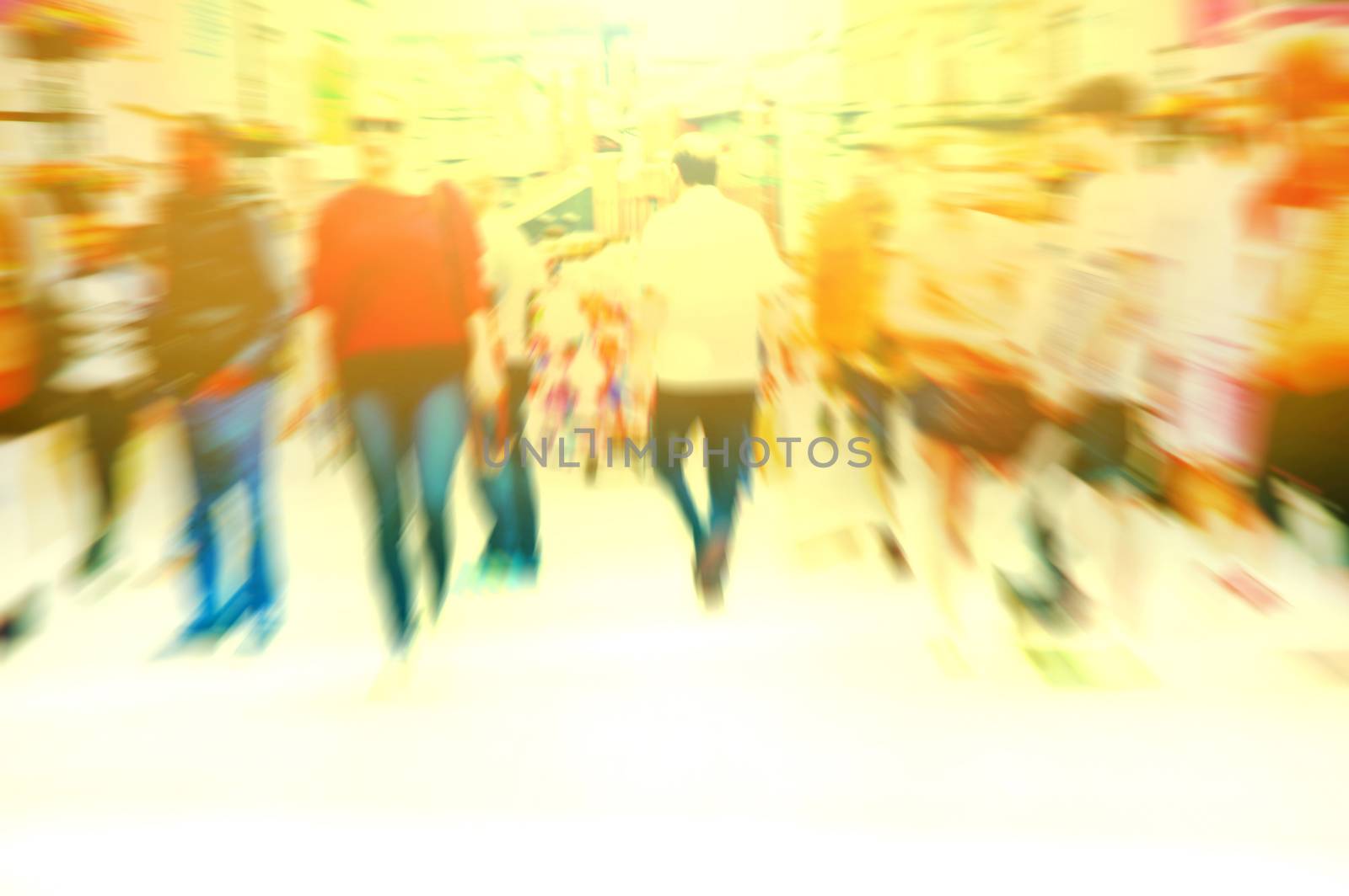 Crowd of people. Hurrying crowd of people on the street. Abstract motion picture with free copy space.