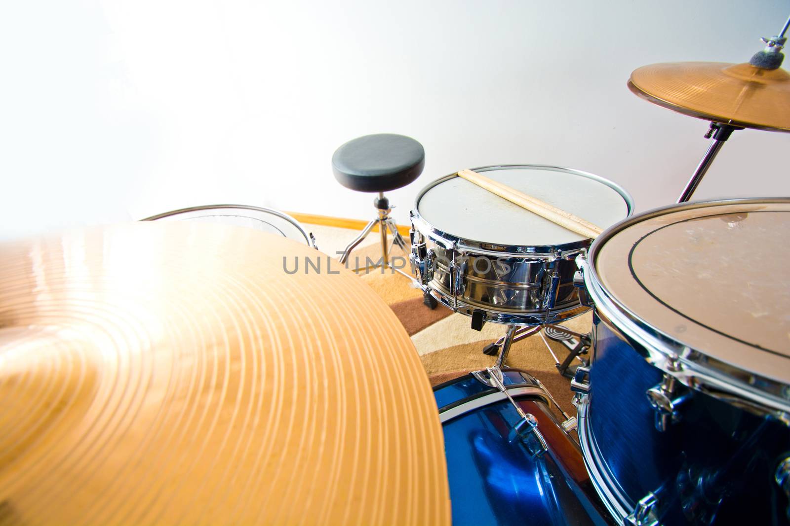 Drums percussion. Snare toms and cymbals. Music conceptual image.