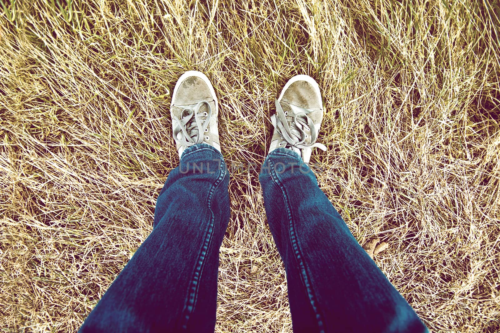 Teenage legs on grass. by satariel