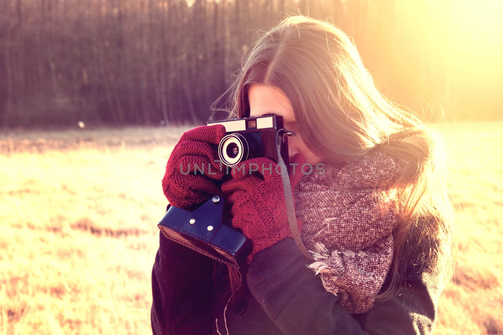 Girl with retro vintage camera. by satariel