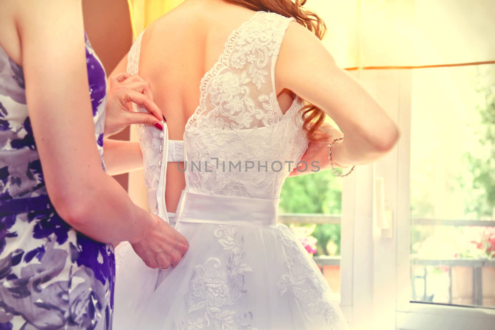 Young bride dresses for wedding. Marriage and wedding concept image.