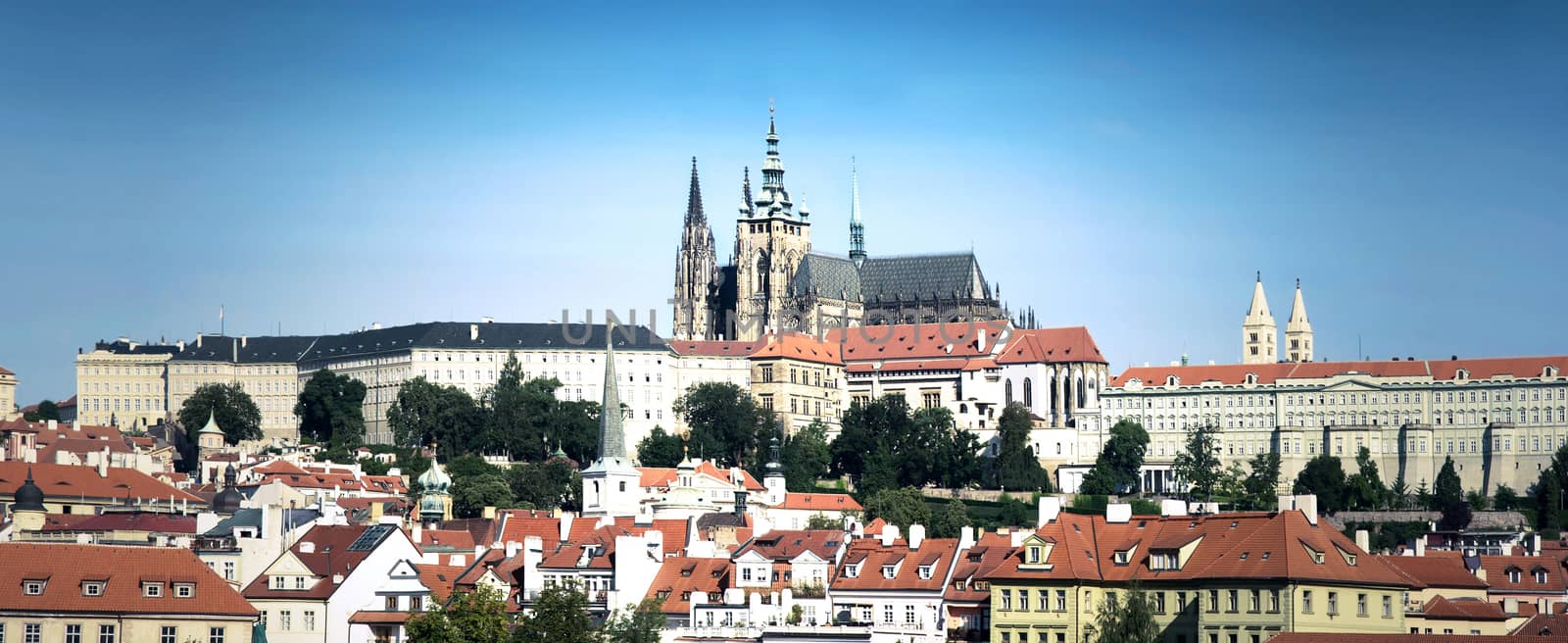 Prague landmarks. View of Hradcany with St. Vitus Cathedral.