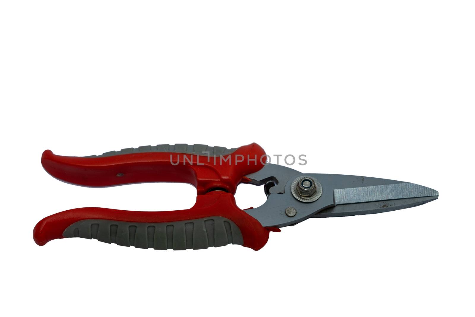 A professional Cable scissors with a plastic handle. accessories for engineer jobs and repair of electrical cable.